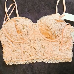 Brand new blush petal applique corset top